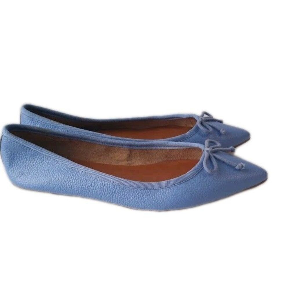 Women's Leather Pointed Toe Ballet Flats Blue Size 5.5M - Picture 5 of 12